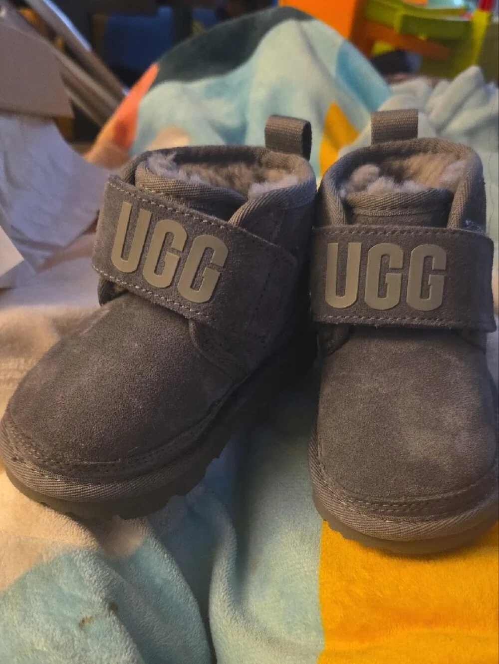 UGG Kids Charcoal Suede Shearling-Lined Boot
